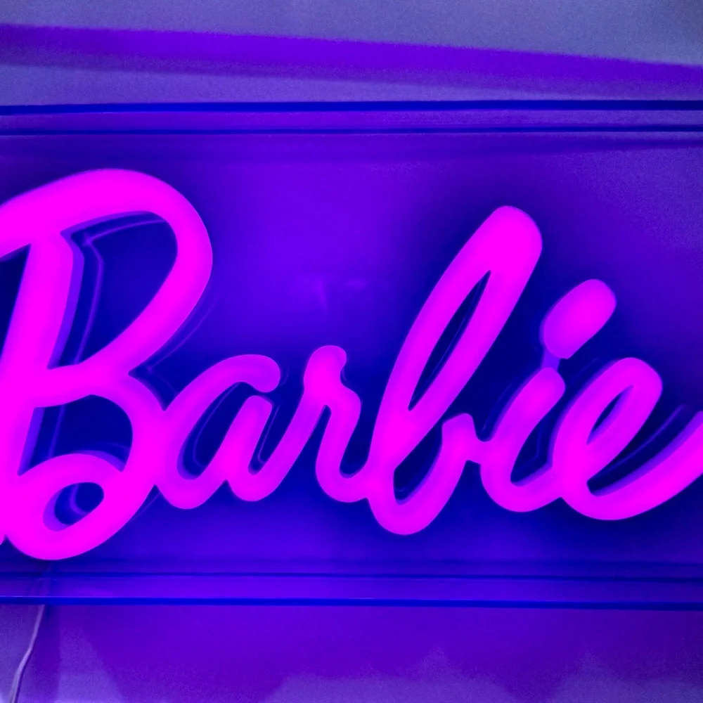 NWT Barbie Logo LED Neon Pink Light‎ Sign - USB Powered